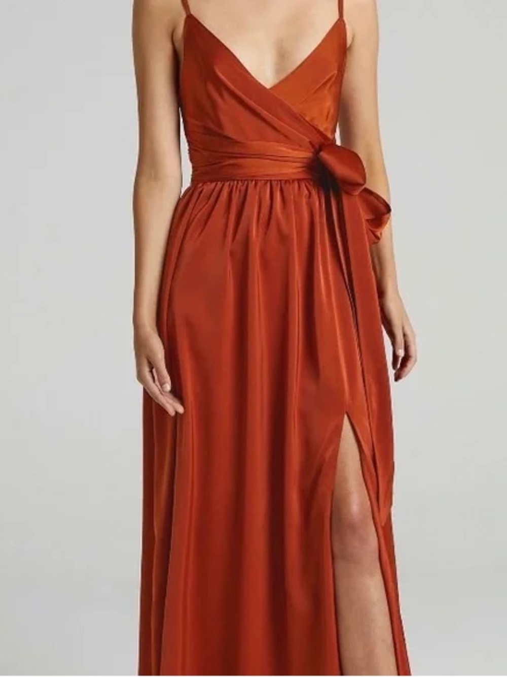 Revolve SHOWPO Around Me Copper Satin Wrap Maxi Dress Size 4 NWT - Picture 9 of 13